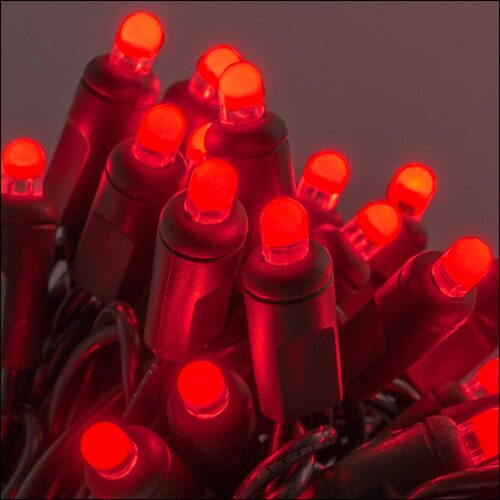 Lux360 TM D5 TM Red LED Christmas Lights, Green Wire