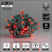 Lux360 TM D5 TM Red LED Christmas Lights, Green Wire