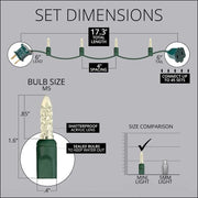 50 M5 Warm White LED Lights, Green Wire, 4" Spacing