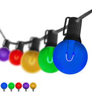 Multicolor FlexFilament TM Shatterproof LED Patio String Light Set with G50 Bulbs on Black Wire, E12 Base