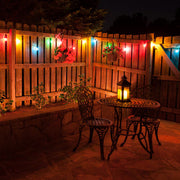 Multicolor FlexFilament TM Shatterproof LED Patio String Light Set with G50 Bulbs on White Wire, E12 Base