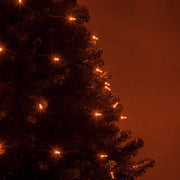 50 T5 Amber LED Christmas Tree Lights, Green Wire, 6" Spacing