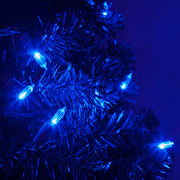 50 T5 Blue LED Christmas Tree Lights, Green Wire, 6" Spacing