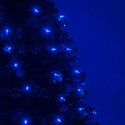 50 T5 Blue LED Christmas Tree Lights, Green Wire, 6" Spacing