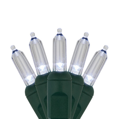 T5 Cool White LED Christmas Tree Lights, Green Wire