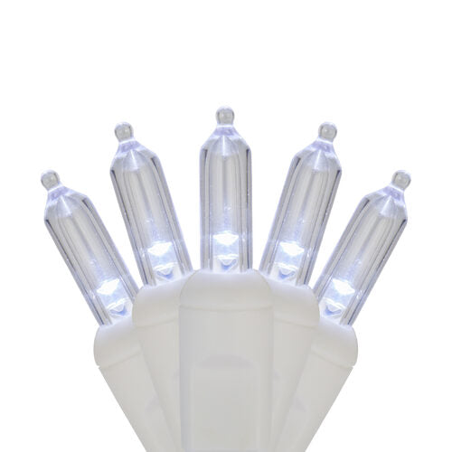 T5 Cool White LED Christmas Tree Lights, White Wire