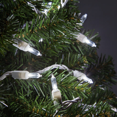 T5 Cool White LED Christmas Tree Lights, White Wire