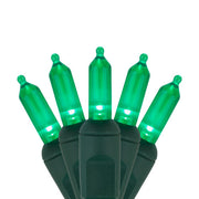 50 T5 Green LED Christmas Tree Lights, Green Wire, 6" Spacing