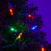50 T5 Multi Color LED Christmas Tree Lights, Green Wire, 6" Spacing
