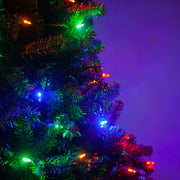50 T5 Multi Color LED Christmas Tree Lights, Green Wire, 6" Spacing