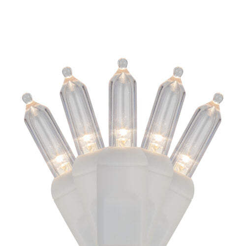 T5 Warm White LED Christmas Tree Lights, White Wire