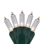 50 T5 Warm White Twinkle LED Christmas Tree Lights, Green Wire, 6" Spacing
