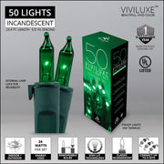 50 Viviluxe TM Green Christmas Mini Lights, Green Wire, 5.5" Spacing