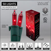 50 Viviluxe TM Red Christmas Mini Lights, Green Wire, 5.5" Spacing