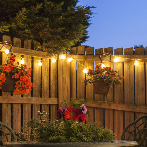 Warm White FlexFilament TM Shatterproof LED Patio String Light Set with G50 Bulbs on White Wire, E12 Base