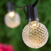 Warm White OptiCore LED Patio String Light Set with G50 Bulbs on Black Wire, E12 Base