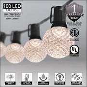 Warm White OptiCore LED Patio String Light Set with G50 Bulbs on Black Wire, E12 Base