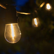 Warm White Straight Filament Shatterproof LED Patio String Light Set with S14 Bulbs on Black Wire