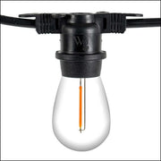 Warm White Straight Filament Shatterproof LED Patio String Light Set with S14 Bulbs on Black Wire