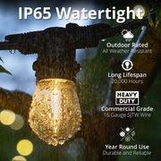 Warm White Straight Filament Shatterproof LED Patio String Light Set with S14 Bulbs on Black Wire