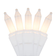 50 White Frost Mini Lights, White Wire, 4" Spacing