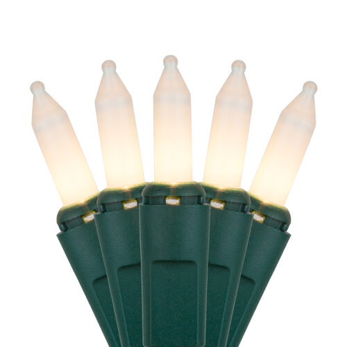 50 White Frost Mini Lights, White Wire, 4" Spacing