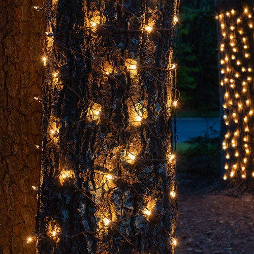 Mini Clear Mini Christmas Trunk Wrap Lights, Lights on Brown Wire