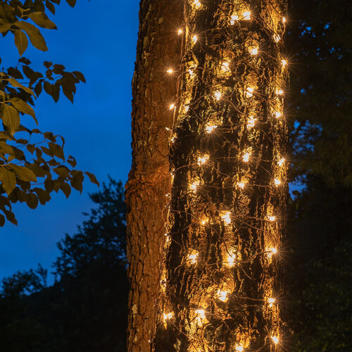 Mini Clear Mini Christmas Trunk Wrap Lights, Lights on Brown Wire