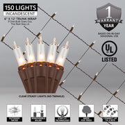 Mini Clear Mini Christmas Trunk Wrap Lights, Lights on Brown Wire