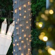 6" 15' Mini Clear Mini Christmas Column Wrap Lights, 150 Lights on White Wire