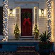 6" 15' Mini Clear Mini Christmas Column Wrap Lights, 150 Lights on White Wire