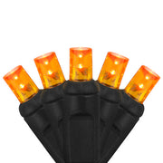 70 5mm Amber LED Christmas Lights, Black Wire, 4" Spacing
