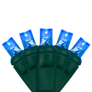 5mm Blue LED Christmas Lights, Green Wire