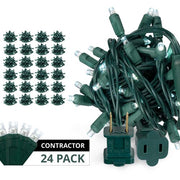70 5mm Cool White LED Christmas Lights, Green Wire, 4" Spacing