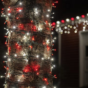 70 5mm Cool White, Red LED Christmas Lights, Green Wire, 4" Spacing
