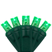 5mm Green LED Christmas Lights, Green Wire