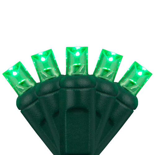 5mm Green LED Christmas Lights, Green Wire
