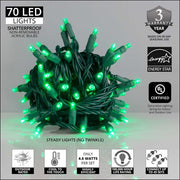 5mm Green LED Christmas Lights, Green Wire