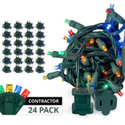 70 5mm Multi Color LED Christmas Lights, Green Wire, 4" Spacing, Contractor Pack