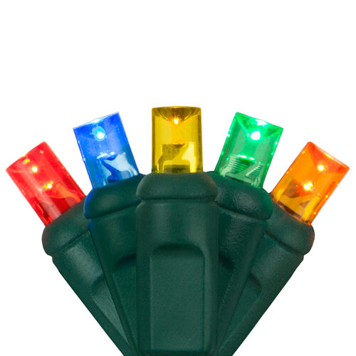 5mm Multi Color LED Christmas Lights, Green Wire