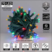 5mm Multi Color LED Christmas Lights, Green Wire