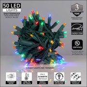 5mm Multi Color LED Christmas Lights, Green Wire