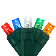 70 5mm Multi Color LED Christmas Lights, Green Wire, 4" Spacing