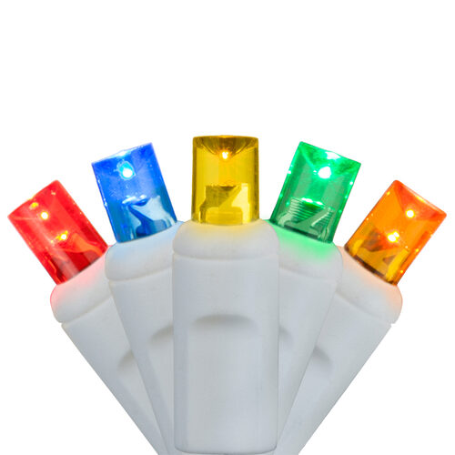 70 5mm Multi Color LED Christmas Lights, White Wire, 4" Spacing