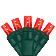 5mm Red LED Christmas Lights, Green Wire