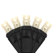 70 5mm Warm White LED Christmas Lights, Black Wire, 4" Spacing