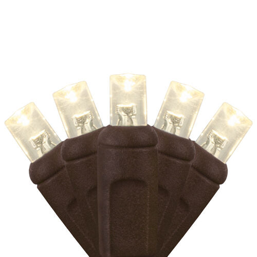 5mm Warm White LED Christmas Lights, Brown Wire