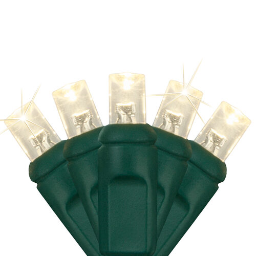 70 5mm Warm White Twinkle LED Christmas Lights, Green Wire, 4" Spacing