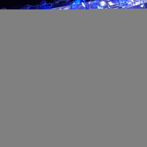 70 Blue, White M5 LED Icicle Lights on White Wire