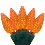 70 C6 Amber LED Christmas Lights, Green Wire, 4" Spacing
